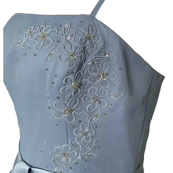 Da Vinci A Line Spaghetti Strap chiffon evening dress light blue sz 10 - Picture 10 of 11